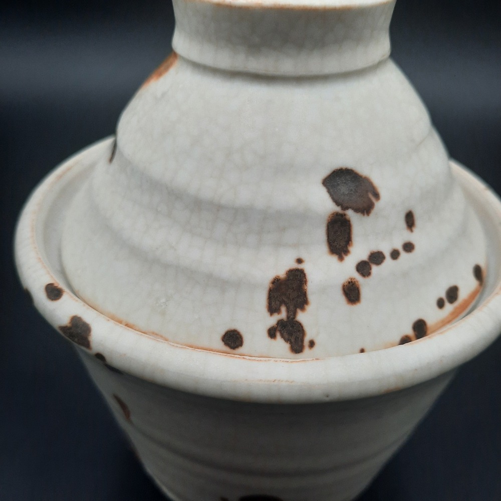 Handmade Ceramic Covered Pot Rustic Earth Tones Kitchen Storage Jar - Picture 5 of 7